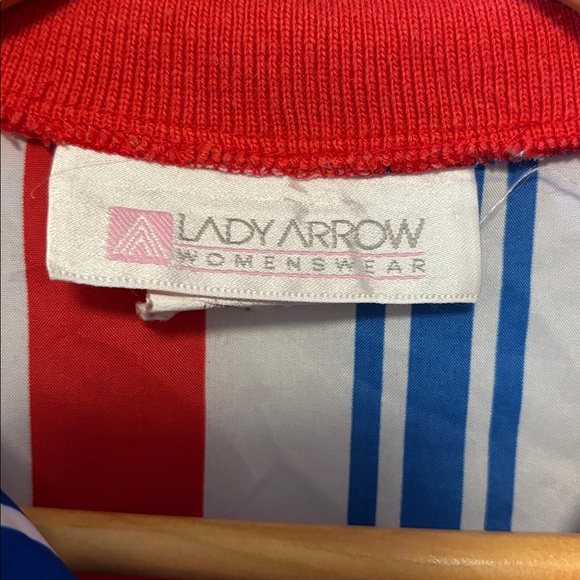 Vintage Lady Arrow Blouse Red and Blue Striped Size: XL - Picture 3 of 6